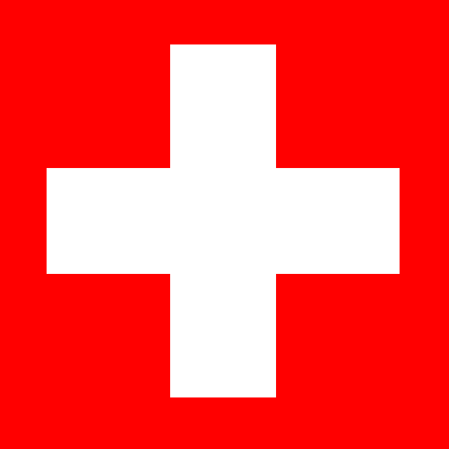 Schweizer Flagge mit weißem Kreuz auf rotem Hintergrund.