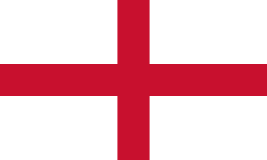 Flagge Englands mit rotem Kreuz auf weißem Grund.