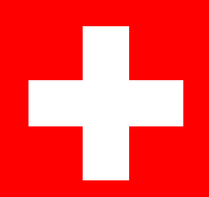 Schweizer Flagge mit weißem Kreuz auf rotem Hintergrund.