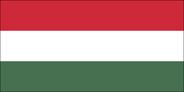 Flagge von Ungarn mit horizontalen Streifen in Rot, Weiß und Grün.