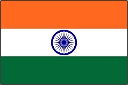 Flagge Indiens mit orange, weiß, grün und blauem Ashoka Chakra in der Mitte.