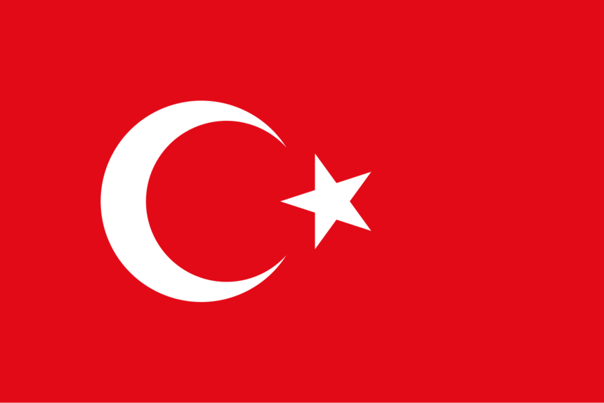 Flagge der Türkei mit rotem Hintergrund, weißem Halbmond und fünfzackigem Stern.
