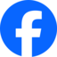 Facebook logo with a white lowercase "f" on a blue circular background.