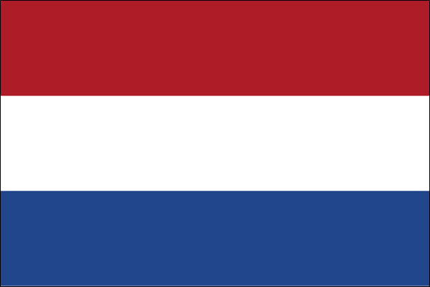 Flagge der Niederlande mit horizontalen roten, weißen und blauen Streifen.
