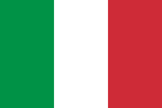Italienische Flagge mit drei vertikalen Streifen in Grün, Weiß und Rot.