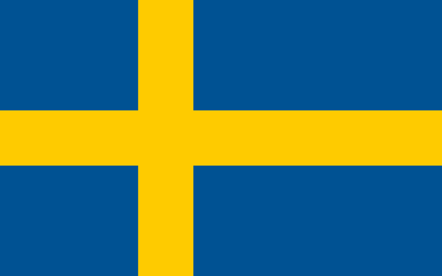 Flagge Schwedens mit blauem Hintergrund und gelbem skandinavischem Kreuz.