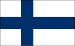 Flagge Finnlands mit blauem Kreuz auf weißem Hintergrund.