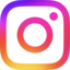 Instagram logo with a gradient of purple, pink, orange, and yellow colours.